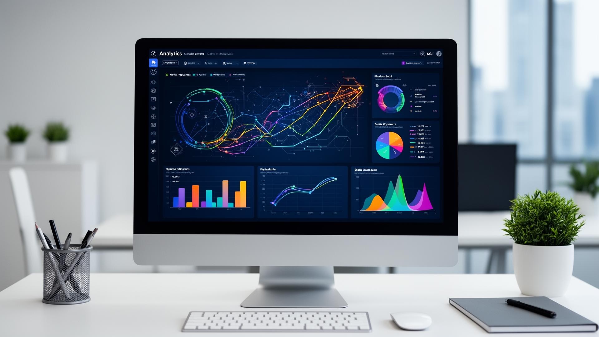Modern computer displaying advanced analytics dashboard