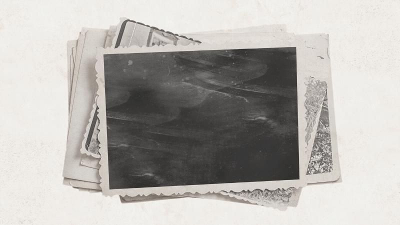 Stack of old damaged photos